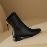 Damen Stiefel Stiefeletten Absatz Absatz Stiefeletten Schwarze Stiefeletten Leder Schuhe