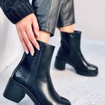 Stiefeletten mit stabilem Absatz Schwarz
